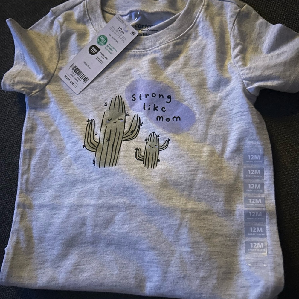 Carter's Light Gray 'Strong Like Mom' Cactus Tee